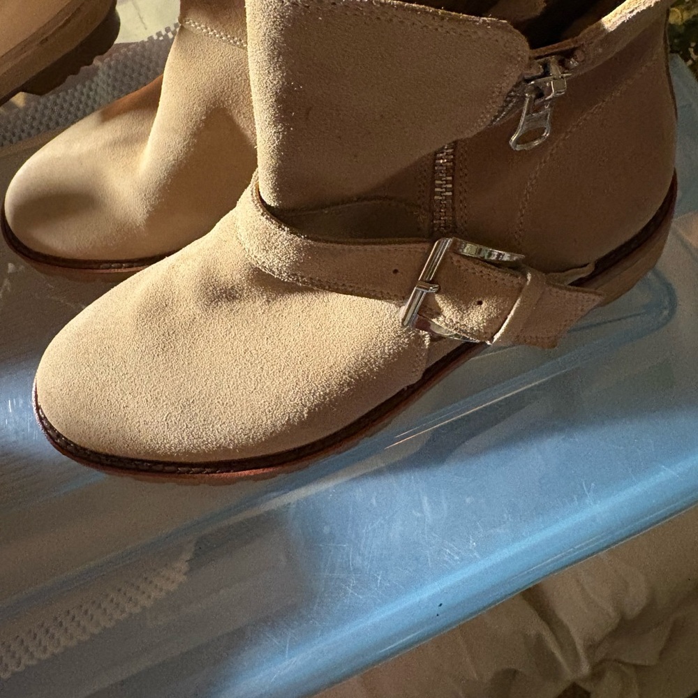 Elegant Beige Ankle Boots with Strap Detail